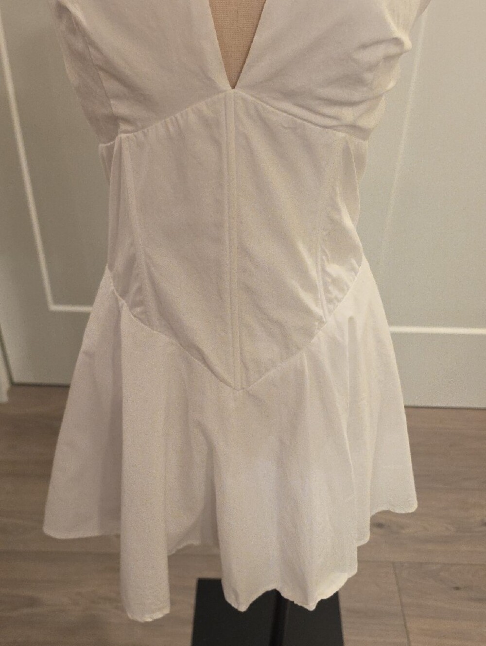 SNDYS White Halter cotton Mini Dress with Flared Skirt size L new with tags - Picture 6 of 14